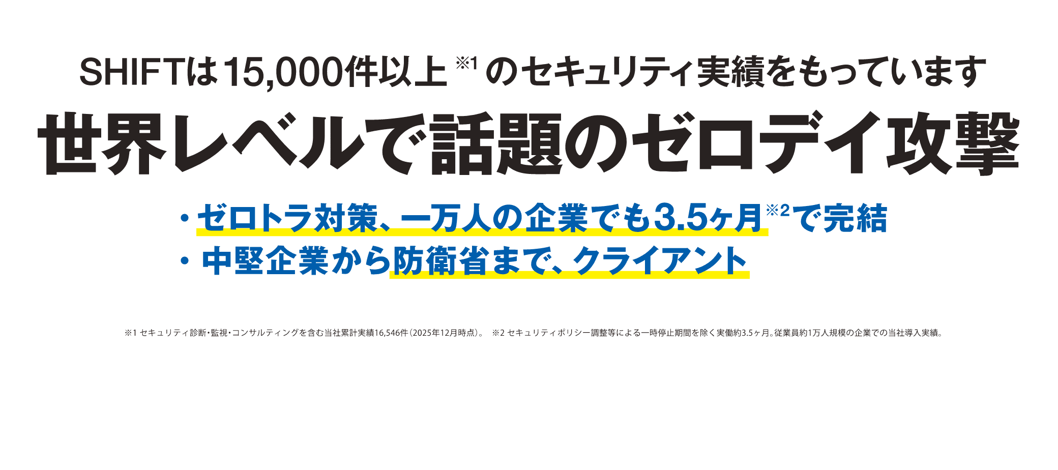 世界レベルで話題のゼロデイ攻撃。SHIFTは15,000件以上のセキュリティ実績を持っています。